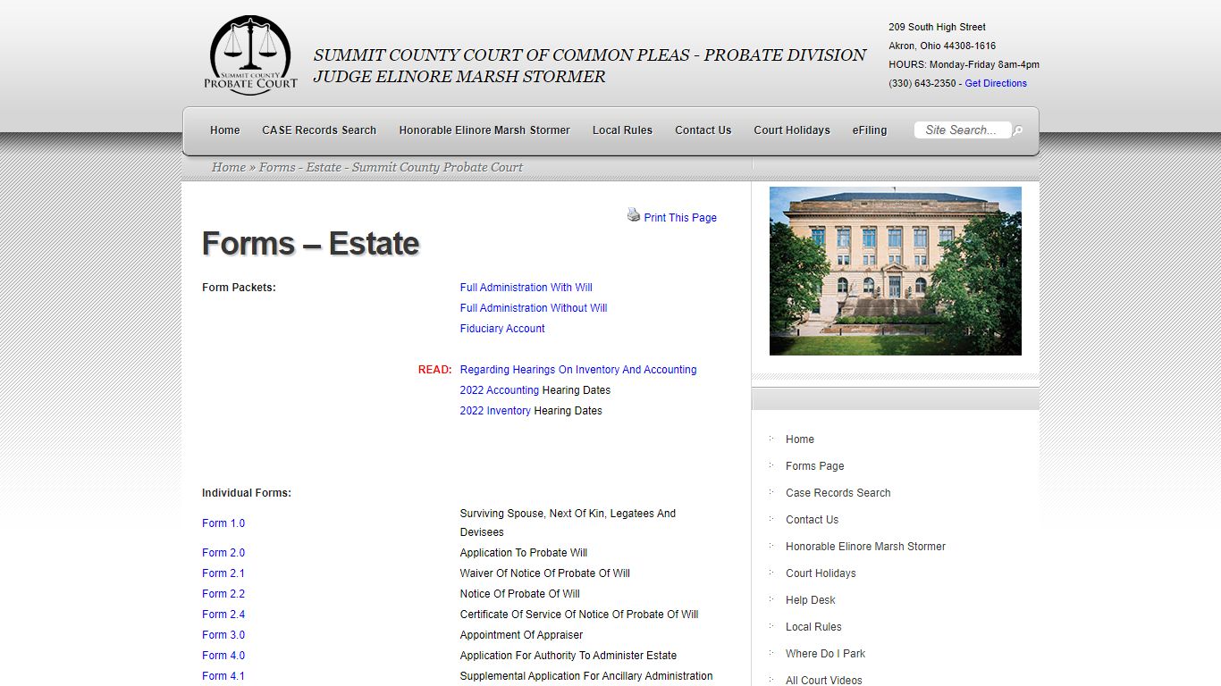 Forms - Estate - Summit County Probate Court